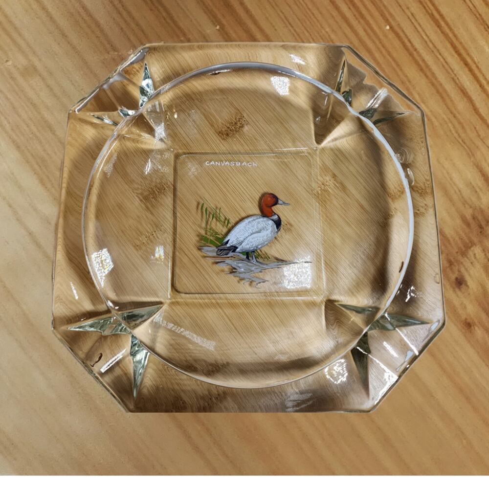 Vintage Ned Smith Canvasback Duck Glass Ashtray